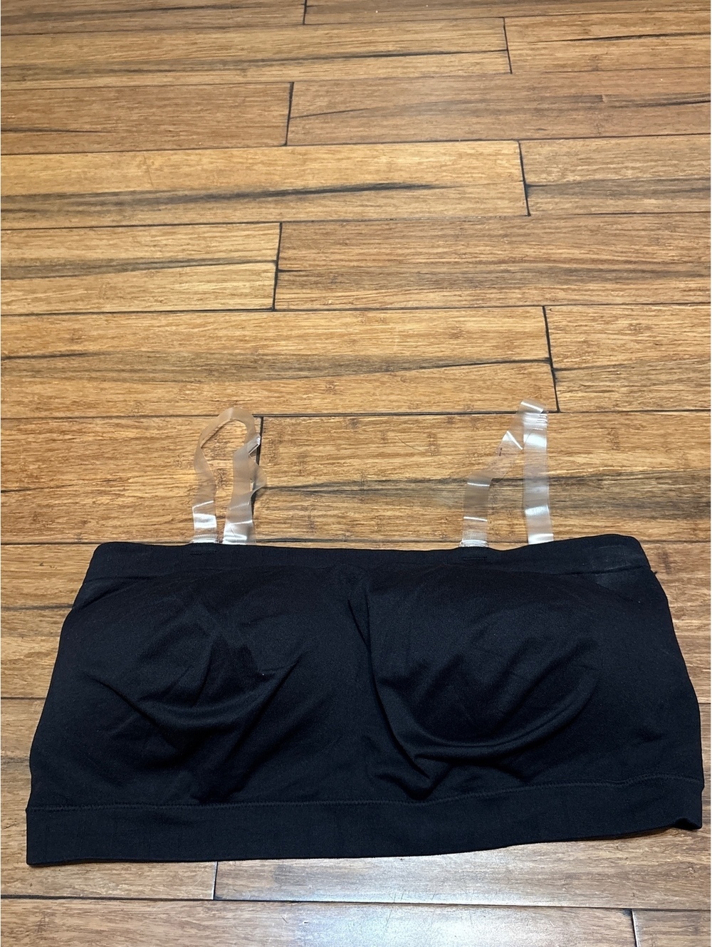 Truekind Women's Black Bandeau Bra Convertible with Clear Straps Size 4XL